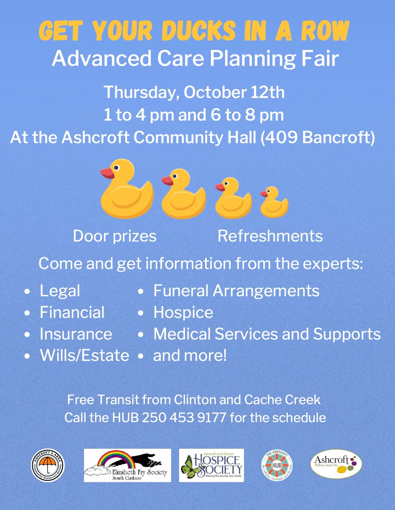 Get Your Ducks in a Row:  Advance Care Planning Fair