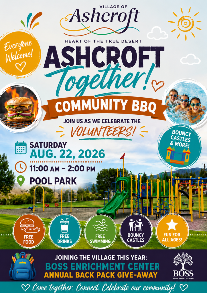 Ashcroft Community Barbeque - August 22 from 11am-2pm